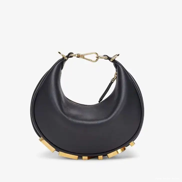 Cheap Black Leather Fendi Mini Bag In Fendigraphy Hobo Calf 0705